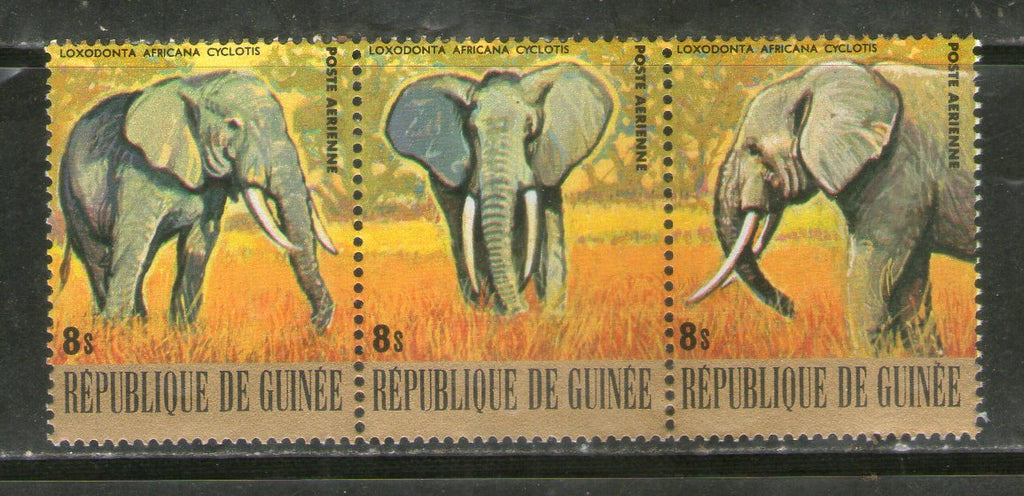 Guinee 1977 Endangered Wildlife Animals Elephant 3v MNH # 1676