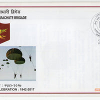 India 2017 Parachute Brigade Military Coat of Arms APO Cover + Brochure # 18136