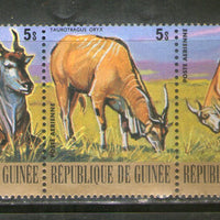 Guinee 1977 Endangered Wildlife Animals Eland Antelope 3v MNH # 199