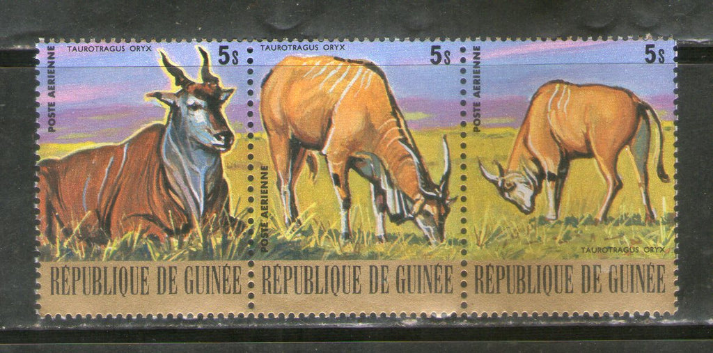 Guinee 1977 Endangered Wildlife Animals Eland Antelope 3v MNH # 199