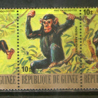 Guinee 1977 Endangered Wildlife Animals Chimpanzee 3v MNH # 285