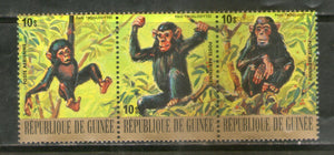 Guinee 1977 Endangered Wildlife Animals Chimpanzee 3v MNH # 285