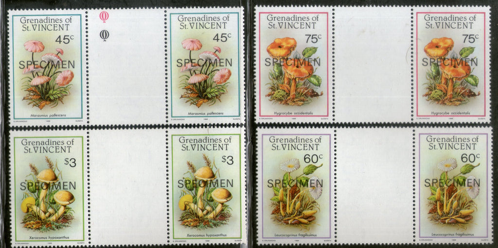 St. Vincent Grenadines 1986 Mushroom Fungi Plant SPECIMEN Gutter Pair MNH # 3117