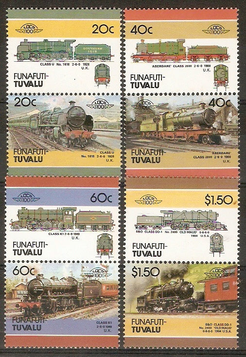 Tuvalu - Funafuti 1985 Locomotives Railway Train 8v MNH # 3159