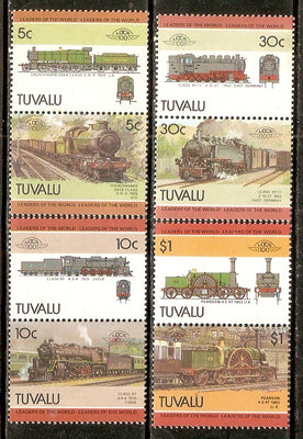 Tuvalu 1985 Locomotive Railway Train Transport 8v MNH # 3302