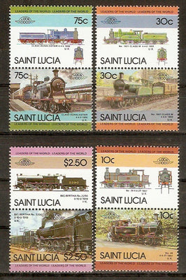 St. Lucia 1985 Locomotive Railway Train Transport 8v MNH # 3323