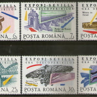 Romania 1992 Bridge Art Aviation Designs Sc 3762-67 MH # 3444