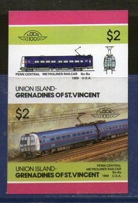 St. Vincent Gr. Union 1986 Metro Linner Railcar USA Locomotive Sc 54 Imperf MNH # 3868