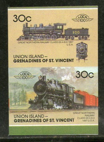 St. Vincent Gr. Union 1986 Class G5 USA Locomotive Transport Sc 55 Imperf MNH # 3870