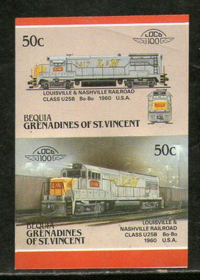 St. Vincent Gr. Bequia 1987 Louisville & Nashville Locomotive Sc 16 Imperf MNH # 3874