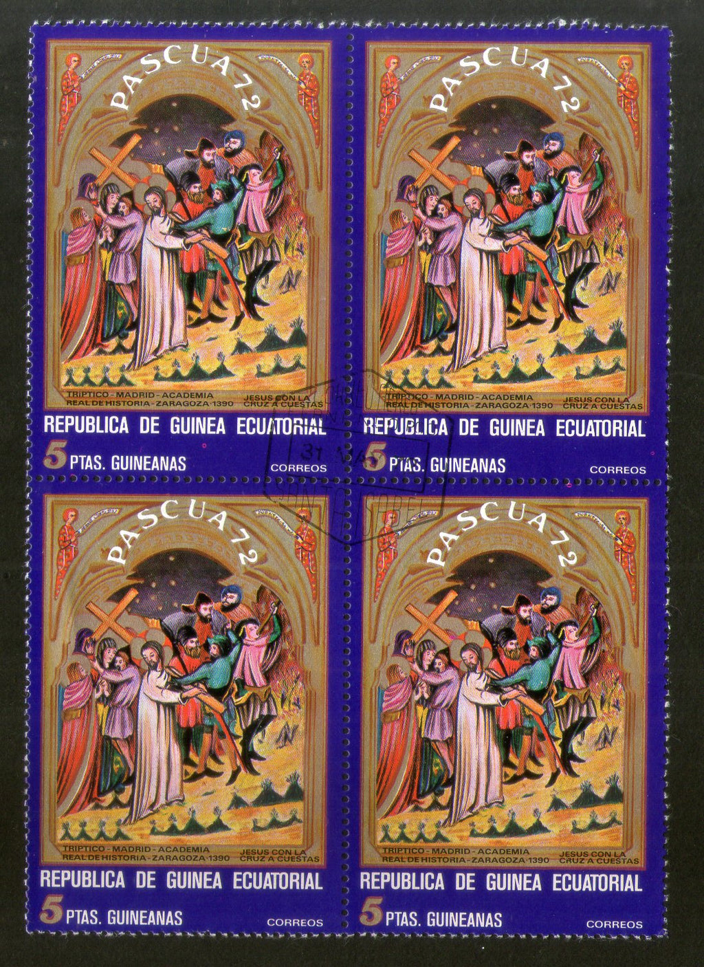 Guinea Equatorial 1972 Christmas Jesus Paintings Holy BLK/4 Cancelled # 5138