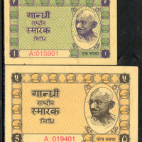 India 2 diff.  Mahatma Gandhi RASTRIYA SMARAK NIDHI Cash Coupon RARE # 5318