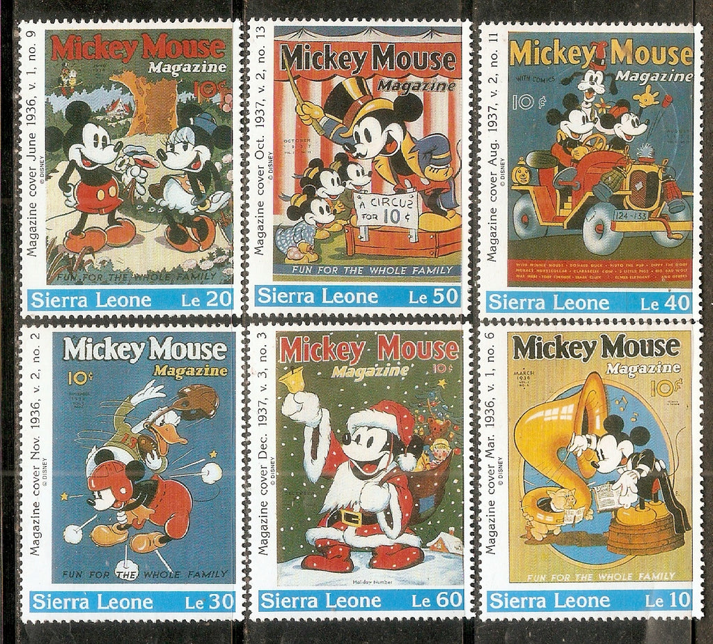  Sierra Leone Walt Disney Animation Cartoon Film Mickey Mouse Donald Duck Goofy 6v MNH # 658