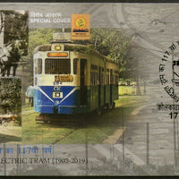 India 2019 Electric & Horse Tram Locomotive Transport Kolkata Special Cover # 6610