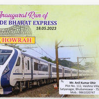 India 2023 Vande Bharat Express Puri to Howrah Bridge Train Locomotive Special Cover # 6858