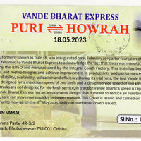 India 2023 Vande Bharat Express Rath Yatra Label Puri to Howrah Bridge Train Locomotive Special Cover # 7115