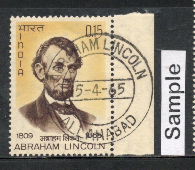 India 1965 Abraham Lincoln Phila-415 First Day Cancelled Stamp # 723