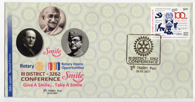 India 2021 Rotary Int’al District Conference Mahatma Gandhi Subhas Chandra Bose Special Cover # 7301