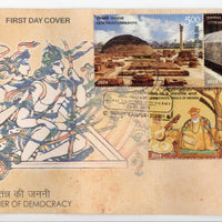 India 2024 Bharat - The Mother of Democracy Buddhism Sikhism 3V FDC # 7456