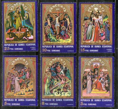 Guinea Equatorial 1972 Christmas Jesus Paintings Holy 6v Set Cancelled # 745