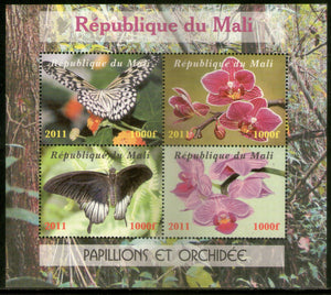 Mali 2011 Butterflies Papillion’s & Orchid Flowers Insect M/s MNH # 7516