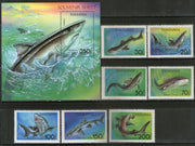 Tanzania 1993 Sharks Marinelife Fish 7V + M/s MNH # 7723