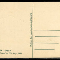 India 1980 Mother Teresa Noble Prize Winner Max Card # 7781