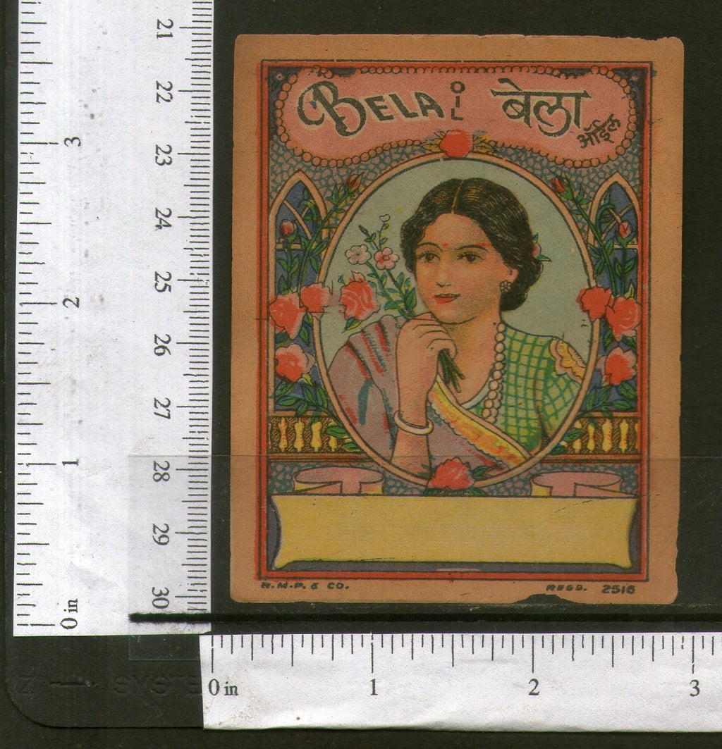 India Women Bela Flower Vintage Trade Hair Oil Label Multi-colour # 556-22