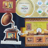 India 2024 Year pack of 11 M/s on Ram Janmbhoomi Temple Olympic UPU Joints Issue Music Cinema Odd Shaped MNH