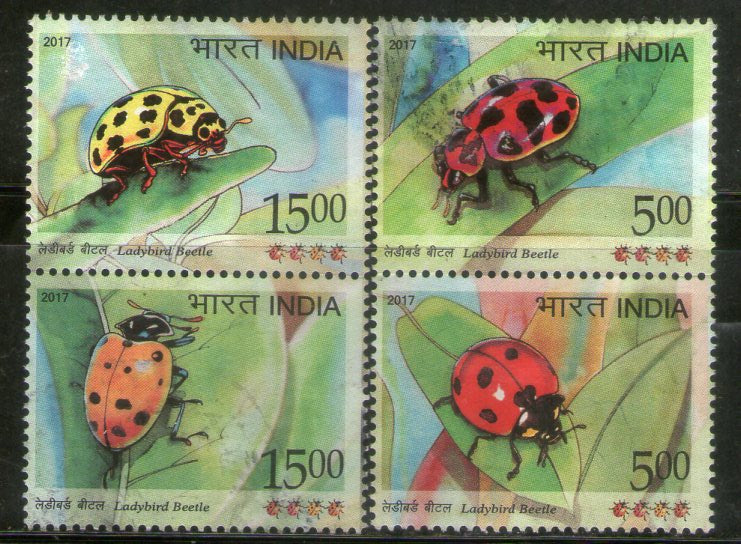 India 2017 Ladybird Beetle Insect Animals Wildlife Fauna Se-Tenant Used Stamp # 1942