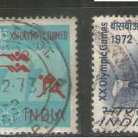 India 1972 Munich XX Olympic Games Munich Hockey Phila-550-51 Used Stamp