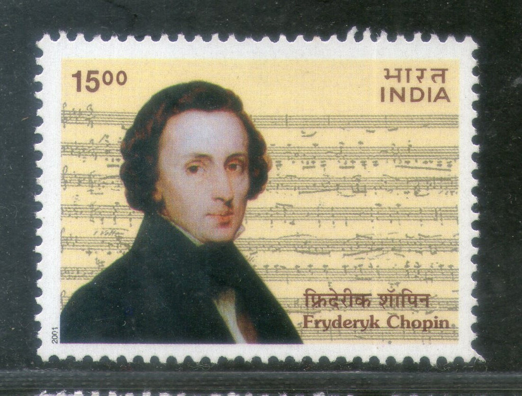 India 2001 Fryderyk Chopin Musician Music Phila 1829 MNH