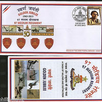 India 2013 Medium Regiment Military Coat of Arms APO Cover # 7288