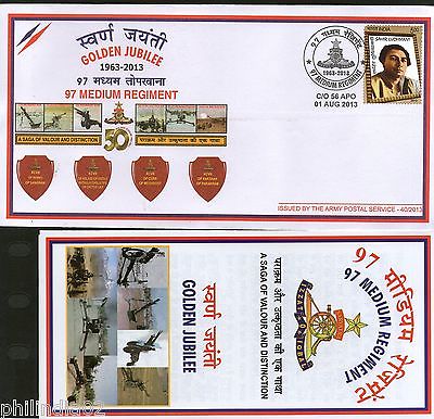 India 2013 Medium Regiment Military Coat of Arms APO Cover # 7288