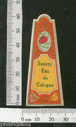 India 1950's Society Eau De Cologne French Print Vintage Label Multi-Colour 2090