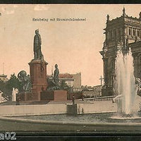 Germany 1908 Reichstag with Bismarckdenkmal Architect Used View Post Card India