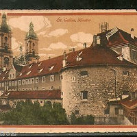 Switzerland 1916 St. Gallen Convent Used View Post Card to India # 1454-95