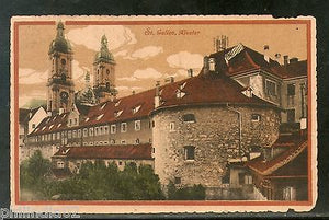 Switzerland 1916 St. Gallen Convent Used View Post Card to India # 1454-95