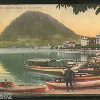 Switzerland 1908 Lugano Monte S. Salvatore Used View Post Card to India #1454-80