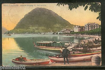 Switzerland 1908 Lugano Monte S. Salvatore Used View Post Card to India #1454-80