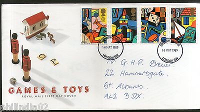 Great Britain 1989 Children's Games & Toys Art Dice Paintings 4v FDC # 6962A