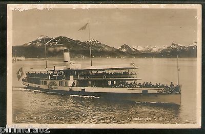 Switzerland 1934 Lucerne Mt. Rigi Lake Steamer Used View Post Card to India 14