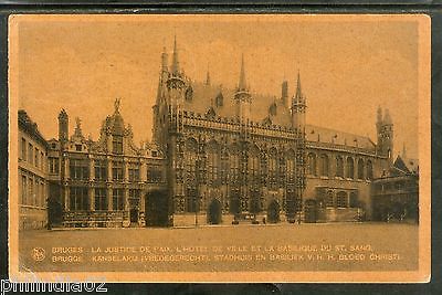 Belgium 1934 Bruges the town hall & the Basilica of St. Blood View Post Card UK