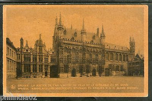 Belgium 1934 Bruges the town hall & the Basilica of St. Blood View Post Card UK