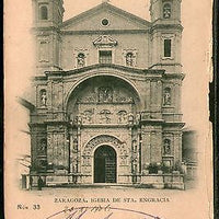 Spain 1904 Zaragoza Church of Santa Engracia Used View Post Card # 1454-59