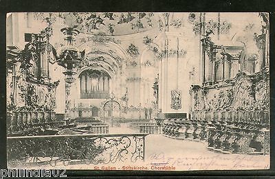 Switzerland 1904 St. Gallen Collegiate Church choir Used View Post Card to India