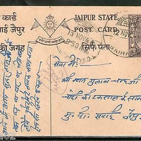 India Jaipur State ½An King Man Singh Postal Stationary Post Card Used # 16245C