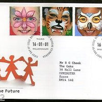 Great Britain 2001 Millennium Painted faces of children Tiger Owl 4v FDC # F31