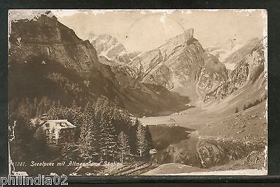 Switzerland 1916 Seealpsee mit altmann und säntis Used View Post Card to India 6