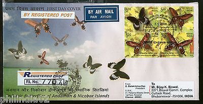 India 2008 Endemic Butterflies Se-tenant Phila-2339 Commercial Used FDC - 49